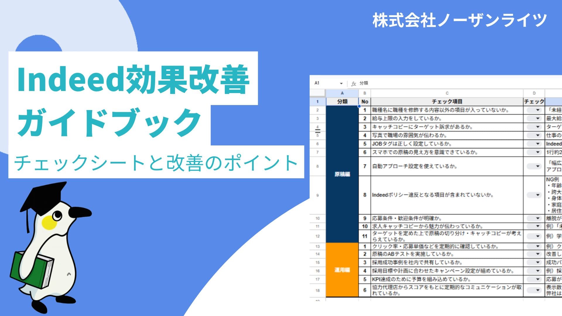 原稿・掲載改善の2軸でまとめてチェック!Indeed改善ガイドブック