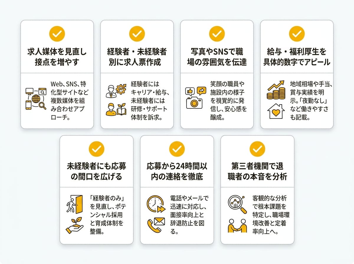 介護求人に応募を集めるための7つの改善策